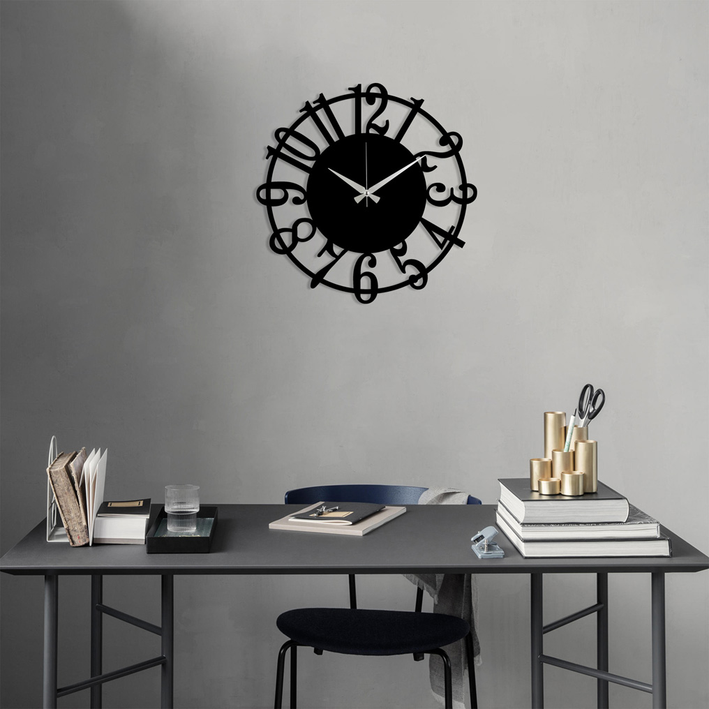 Διακοσμητικό μεταλλικό ρολόι τοίχου Metal Wall Clock 15-Black 48x48 εκ.