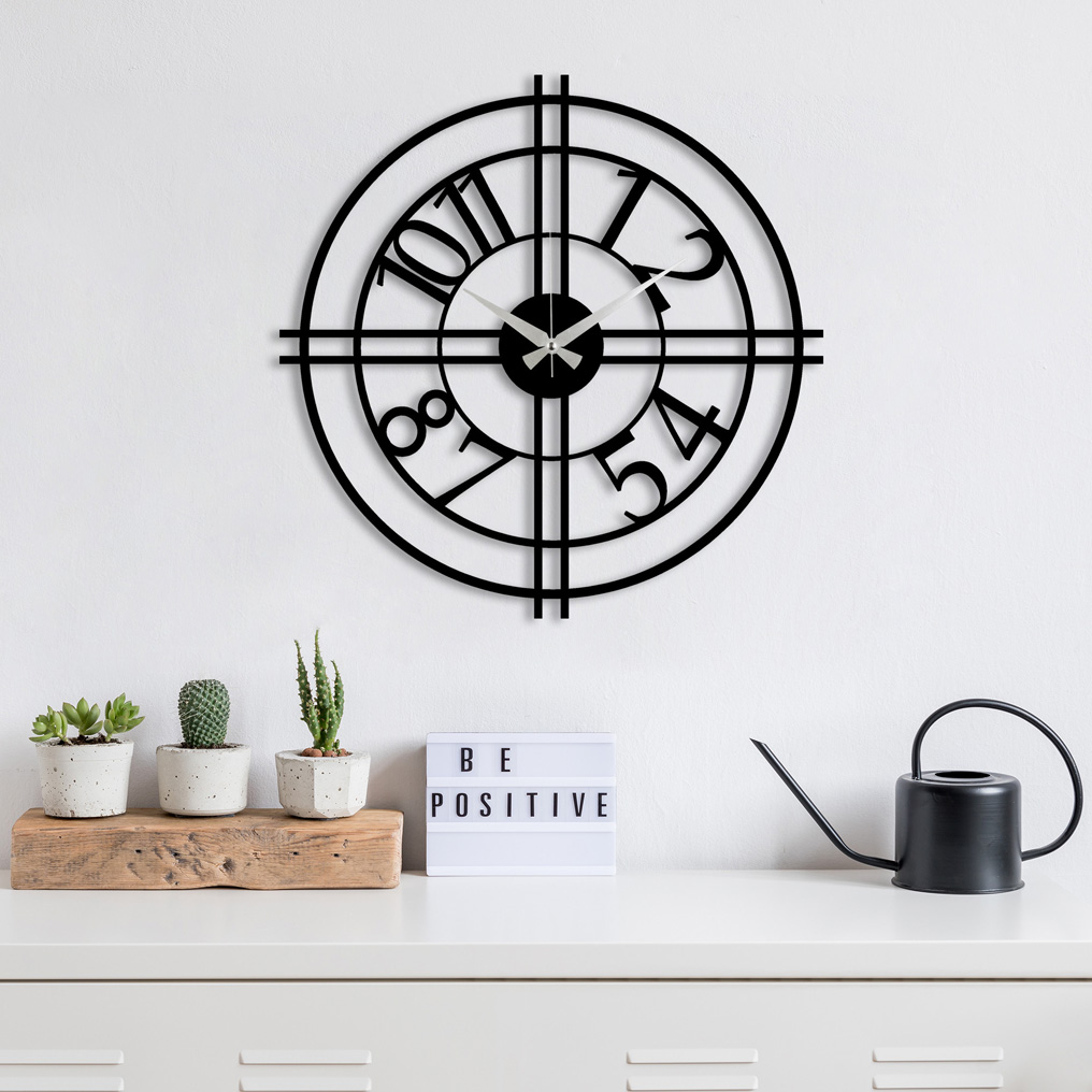 Διακοσμητικό μεταλλικό ρολόι τοίχου Metal Wall Clock 33-Black 49x49 εκ.