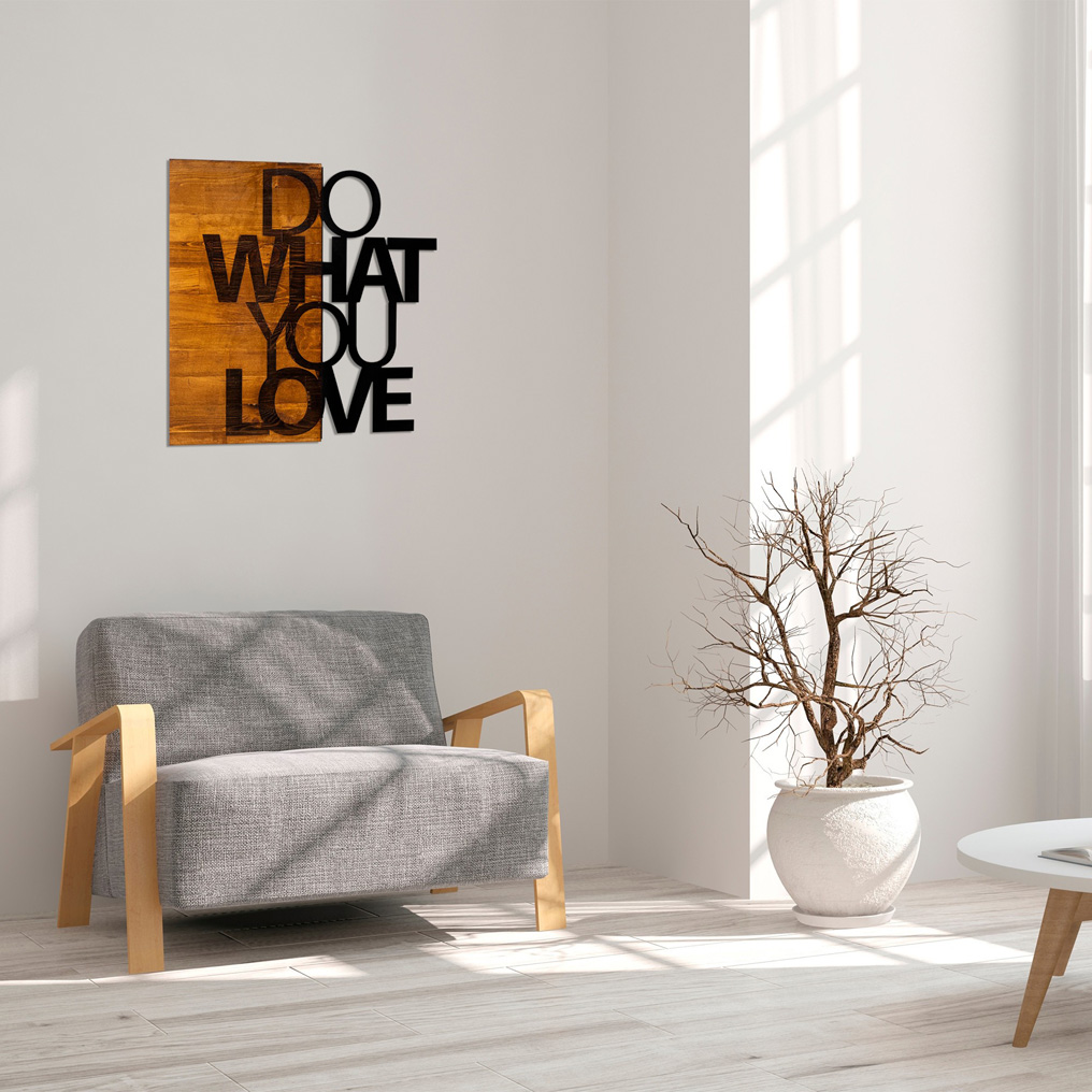 Διακοσμητικό τοίχου ξύλινο & μεταλλικό Do What You Love 54x58 εκ.