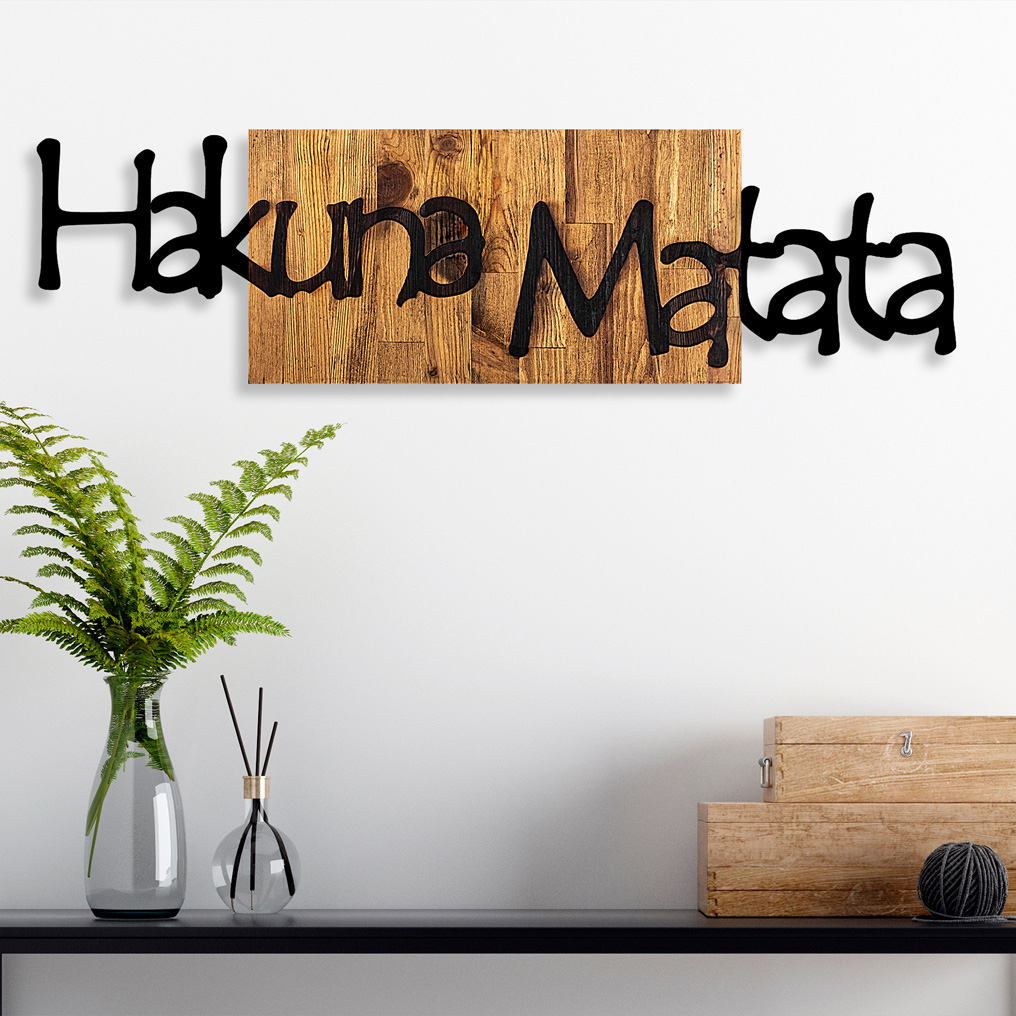 Διακοσμητικό τοίχου ξύλο / μέταλλο Hakuna Matata 108x3x30 εκ. 899SKL2202