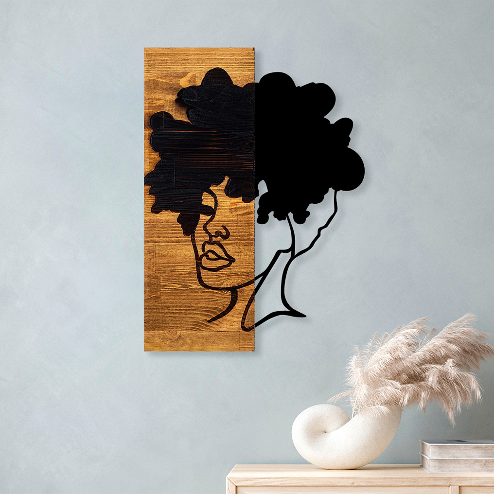 Διακοσμητικό τοίχου ξύλο / μέταλλο African Woman 35x3x50 εκ. 899SKL2210