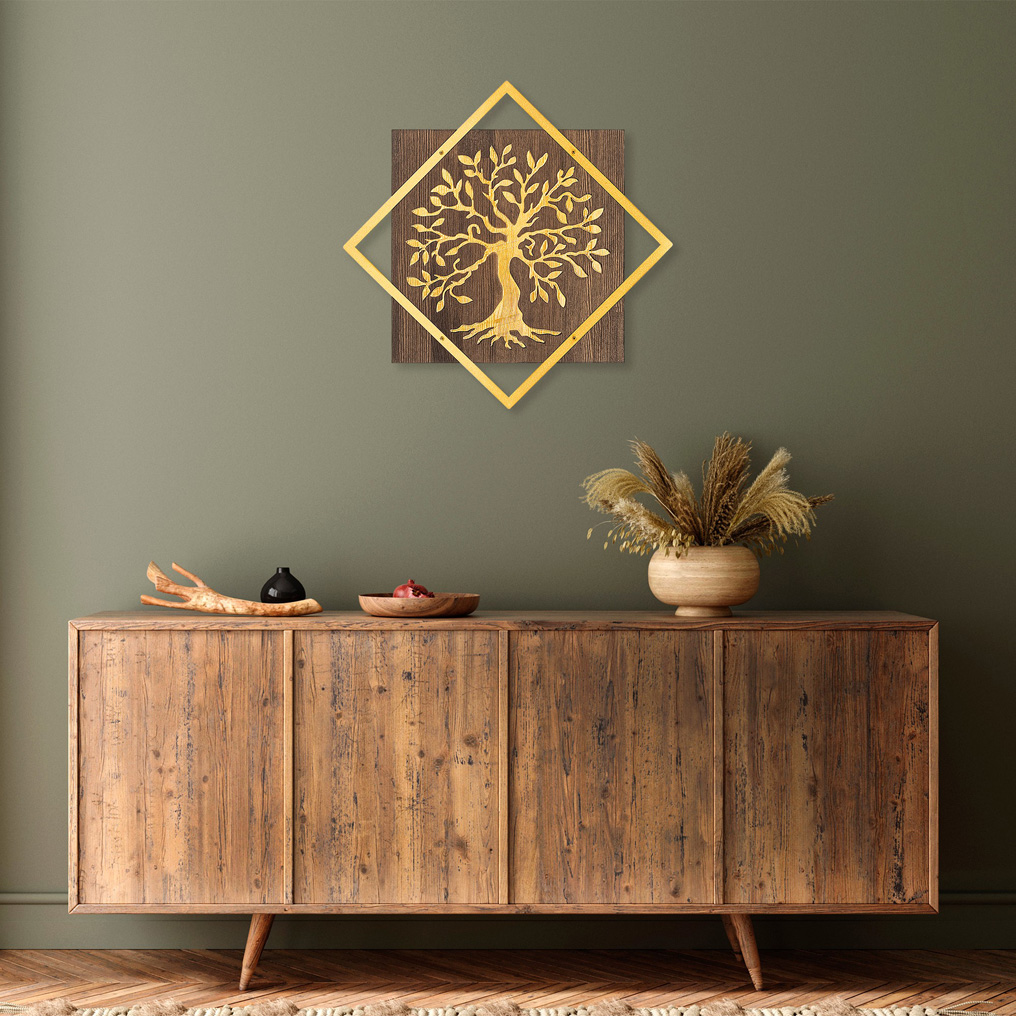 Decorative wooden wall accessory Tree v2 - Gold 54x54 cm 899SKL2251