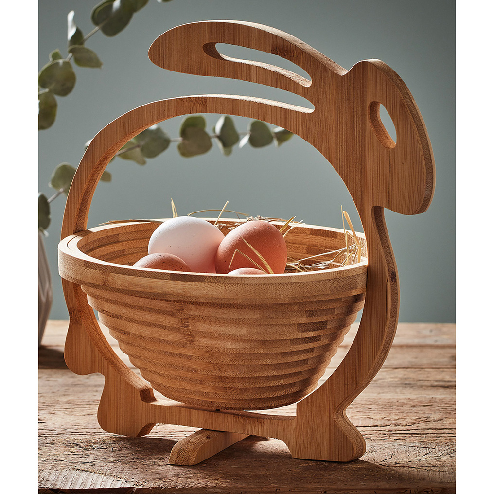Πτυσσόμενο καλάθι bamboo Κουνελάκι 27x30x23 εκ.
