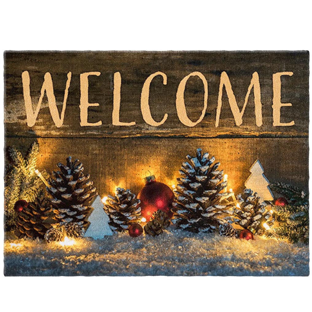 Front door mat with Christmas pattern 39x58 cm.
