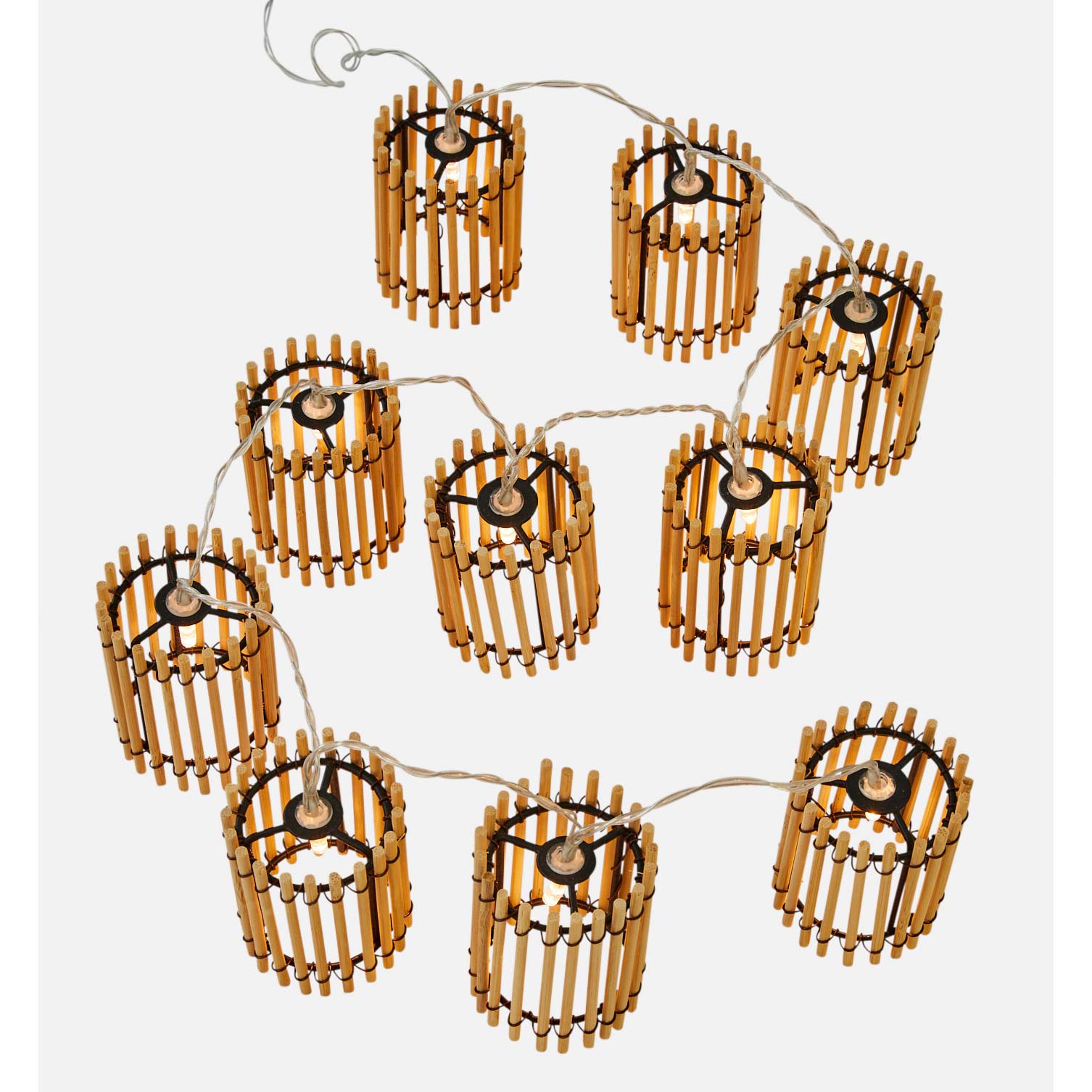 Light chain with 10 bamboo lanterns 130 cm