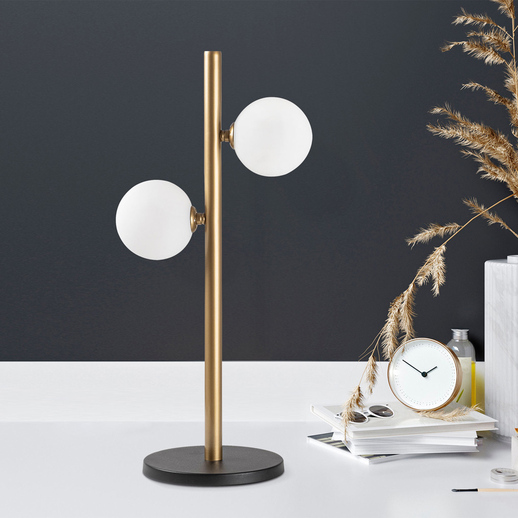 Metal Table Lamp with Glass Caps Domino-11035 Vintage 26x18x52 cm 2xG9 10 W