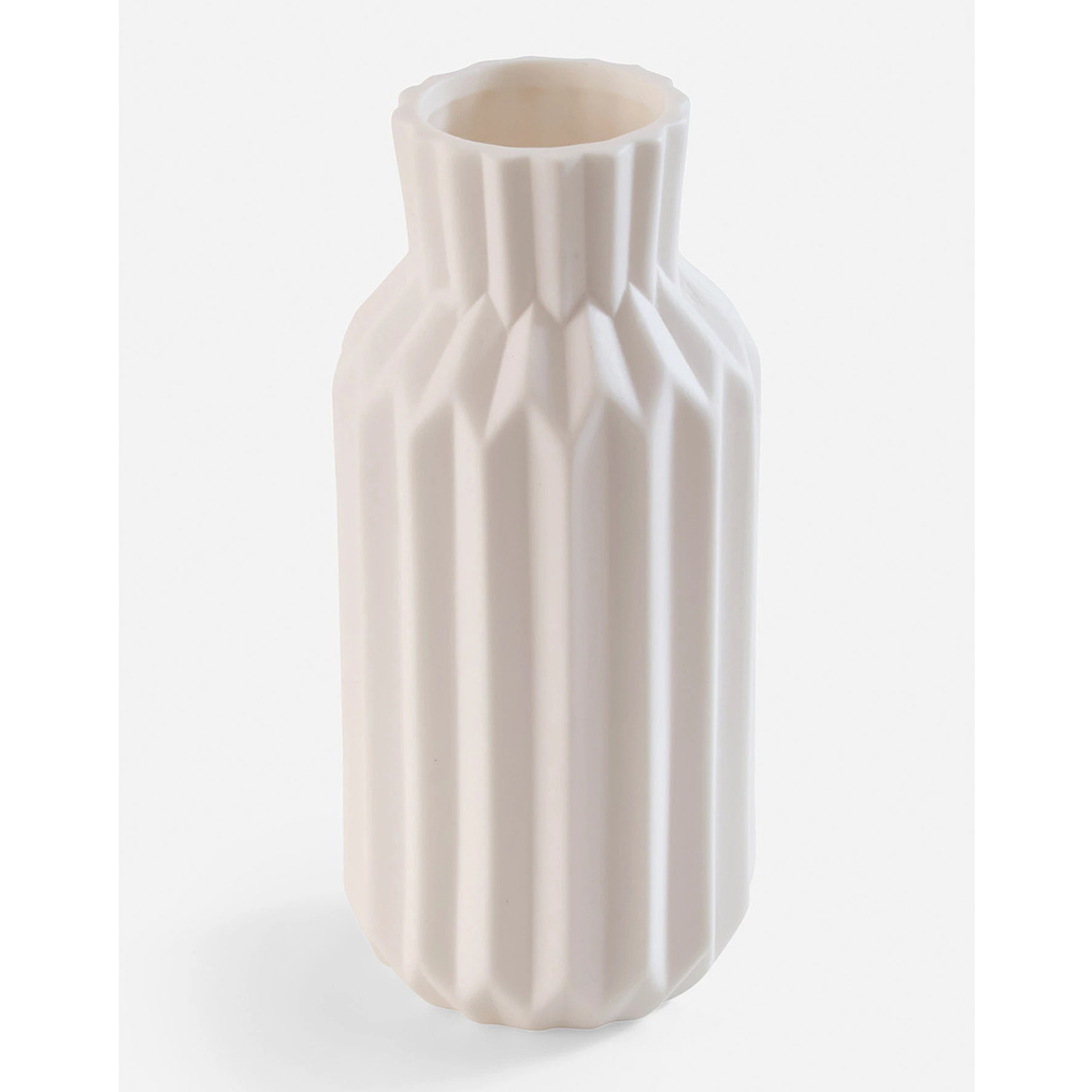 Ceramic vase Pleats white 15x7 cm