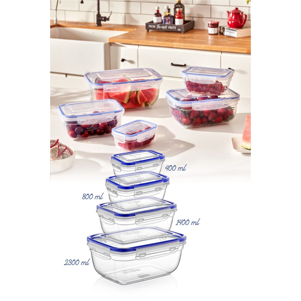 Storage Box Set Transparent Plastic 2,3 lt / 1,4 lt / 0,8 lt / 0,4 lt 4 pcs 964FRM1139