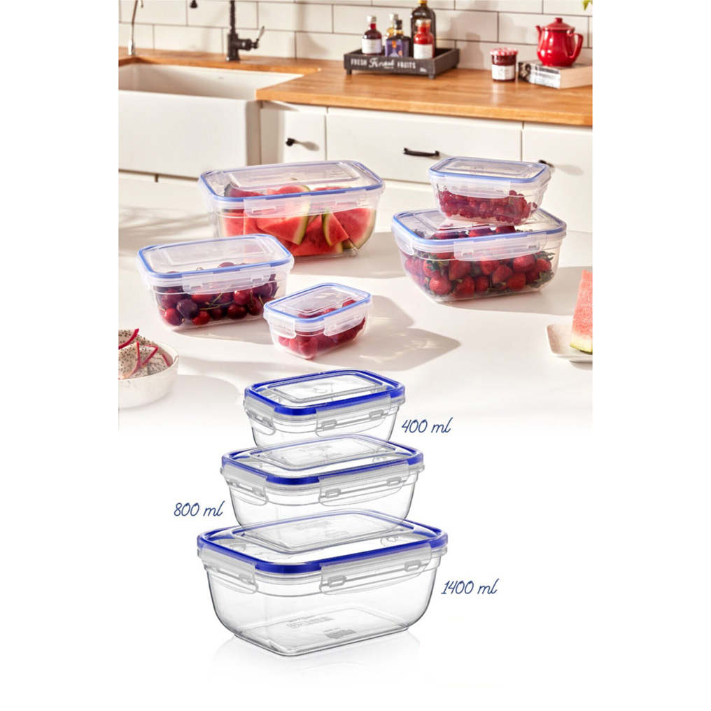 Storage Box Set Transparent Plastic 1,4 lt / 0,8 lt / 0,4 lt 3 pcs 964FRM1140