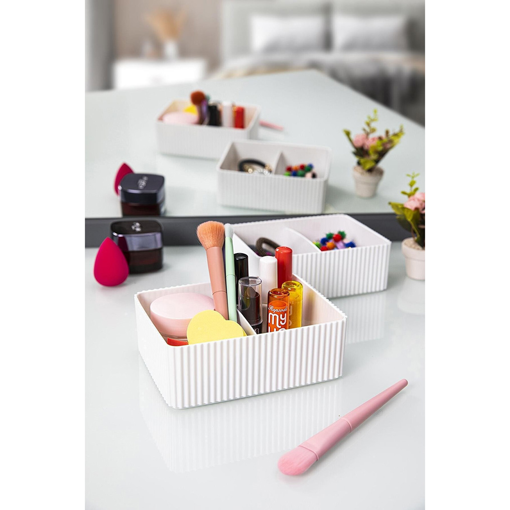 Makeup organizer with 2 compartments Plastic White 12x15,5x5,5 cm 964FRM2106
