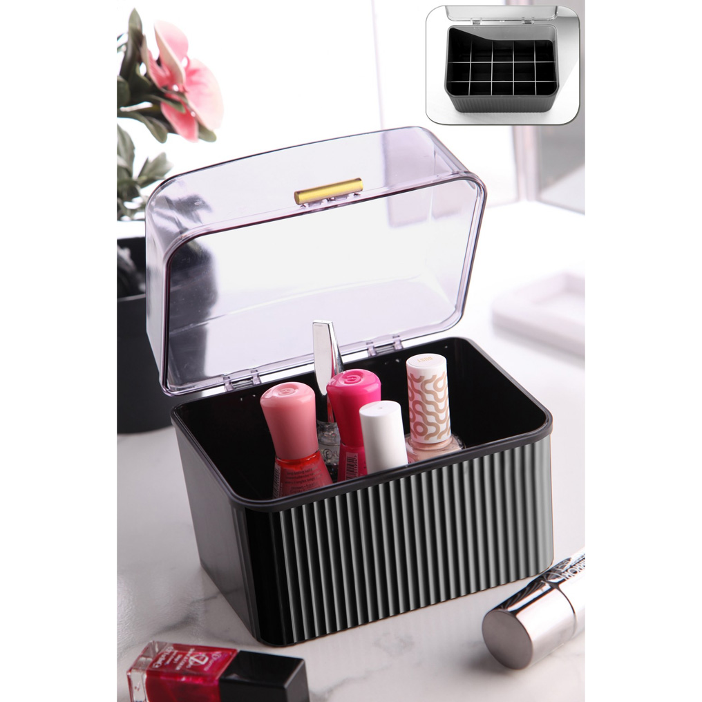 Makeup organizer with lid Plastic Anthracite 9,5x14x11,5 cm 964FRM2120