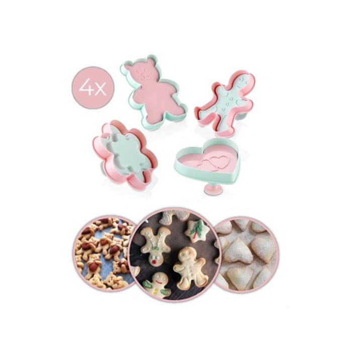 Cookie Mold Set Pink - Turquoise Plastic 4 pcs 964FRM2602