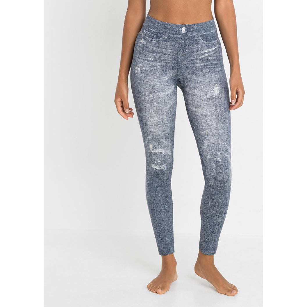 Seamless leggings blue denim look 95% polyester 5% elastane