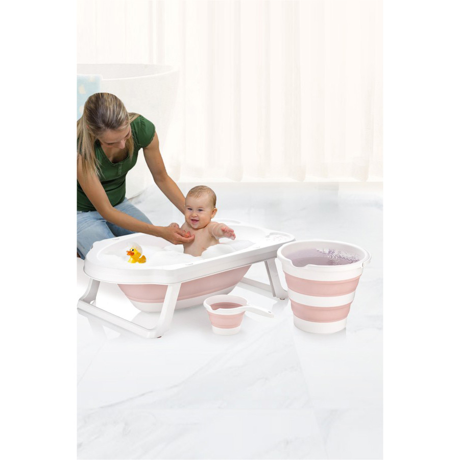 Baby bathtub set Plastic White, Pink 3 pcs 967FRM1110