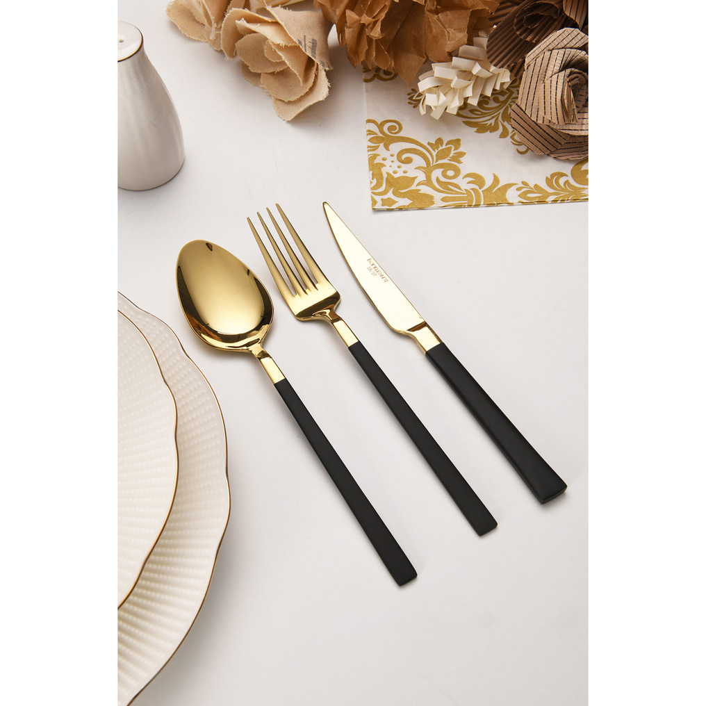 Cutlery Set Gold / Black Stainless Steel 18 pcs 973BRS1802