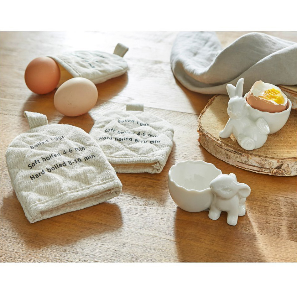 Ceramic egg holders rabbits white 8x5x5,5 cm 4 pcs