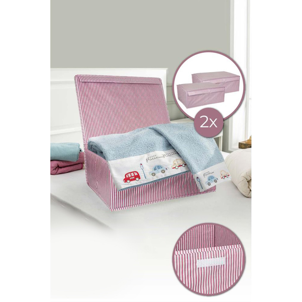 Storage box set Interlining fabric Pink 2 pcs 50x40x19 cm 992FRM1401