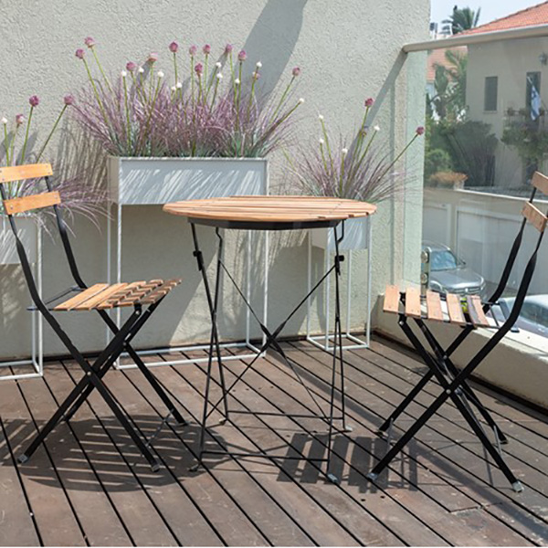 Set Table 70x60 cm + 2 Chairs 80x44 cm wood + metal