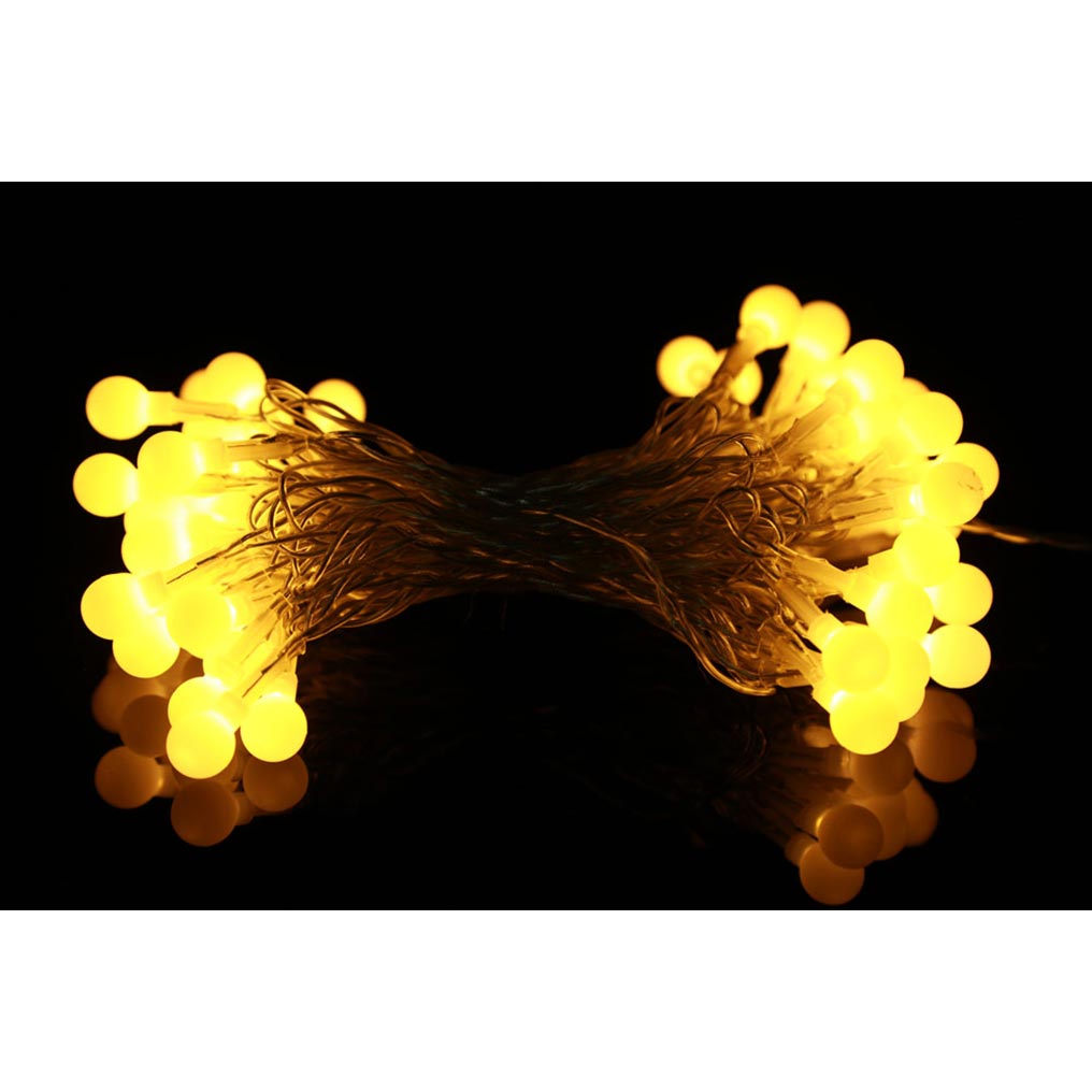 Light chain with 20 LED balls warm white with battery 2,3 m