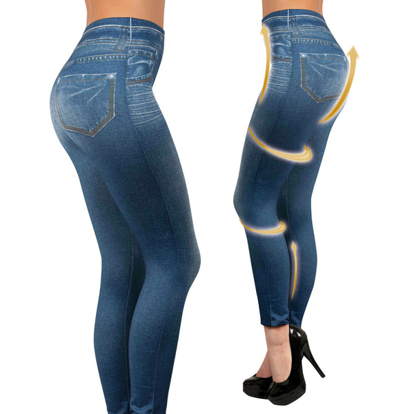 QLWYKJP Women's Thermal Jeggings Treggings Large Sizes Denim Look Leggings  with Fleece Lined High Waist Stretch Long Leggings (Color : J01 Blau, Size  : G) : : Clothing, Shoes & Accessories