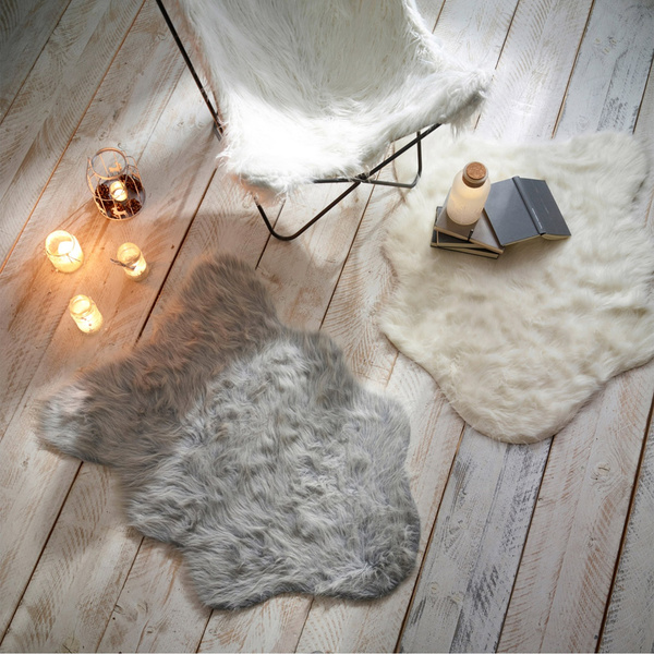 Χαλί από συνθετική γούνα γκρι 