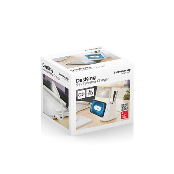 5-in-1 wireless charger with organiser-stand & USB LED lamp Desking InnovaGoods 