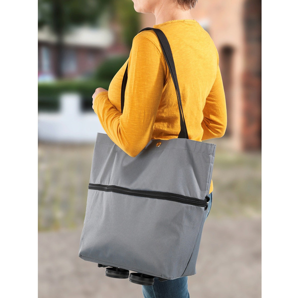 Τσάντα για ψώνια με ροδάκια 3-σε-1 γκρι 32x50x15 εκ. 