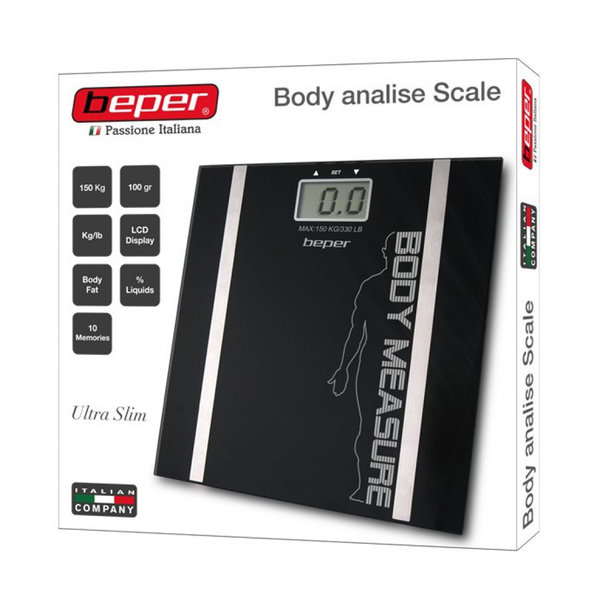 Ηλεκτρονική ζυγαριά σώματος με λιπομέτρηση max 150kg Beper 40.808A 