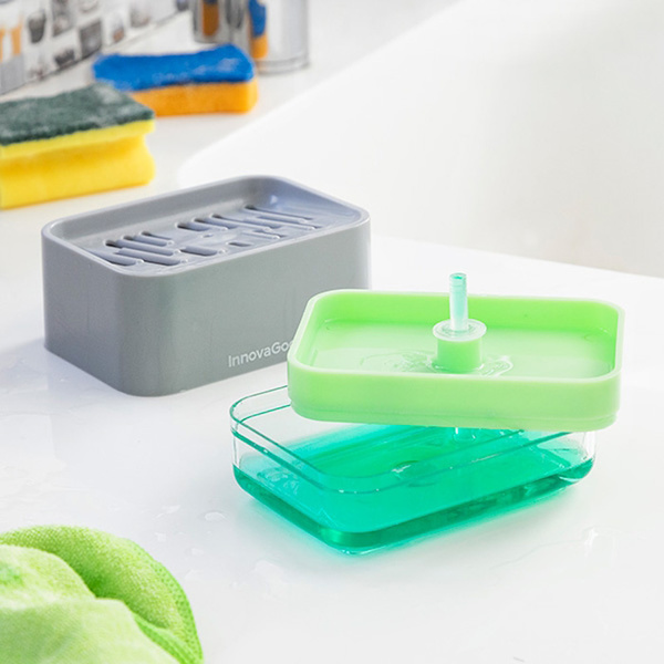 Διανομέας σαπουνιού 2 σε 1 για νεροχύτη Pushoap InnovaGoods 