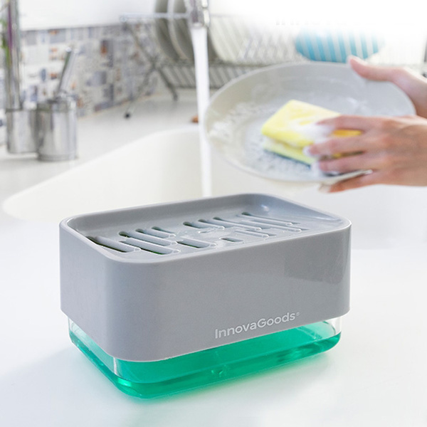 Διανομέας σαπουνιού 2 σε 1 για νεροχύτη Pushoap InnovaGoods 