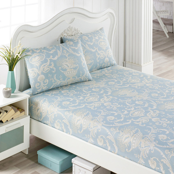 Σετ σεντόνια Tuval Μπλε 65% Βαμβάκι/35% Polycot. Με λάστιχο + Μαξιλαροθήκη 