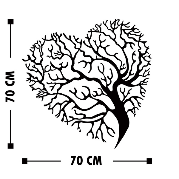 Decorative Metal Wall Accessory Heart Tree 70x70 cm 