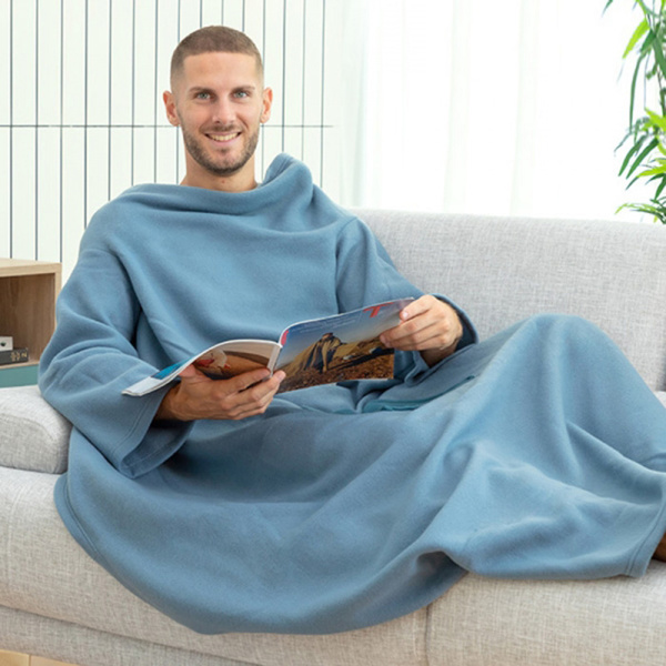 Ολόσωμη unisex κουβέρτα με μανίκια & τσέπη Faboulazy InnovaGoods μπλε πολυέστερ 130x170 εκ. 