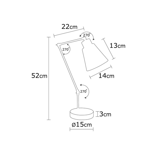 Iron Table Lamp with Wooden Base Manavgat-N-592 Copper D: 14 cm E27 40 W 