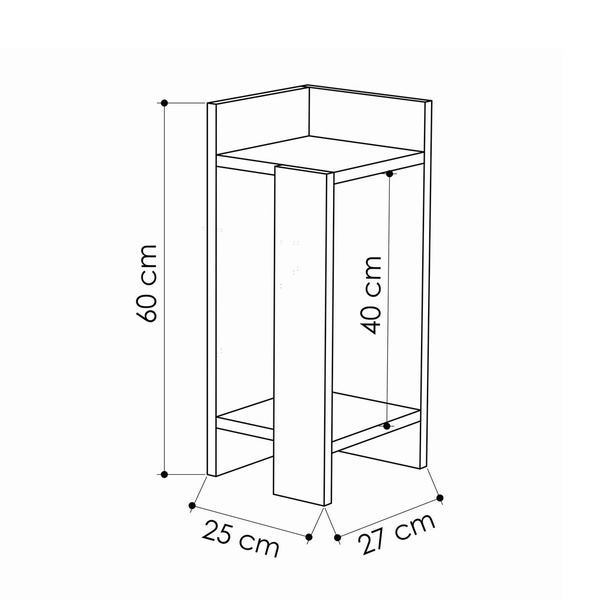 Particle Board Nightstand with Shelf Elos Left Oak, Anthracite 855DTE3507 W25xH60xD27 cm 
