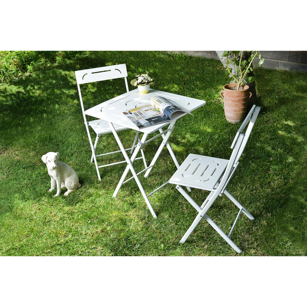 Wooden Table & Chairs Set (3 pcs) Bistro Set 2 White 379VLV1502 W60xH73xD60 cm 