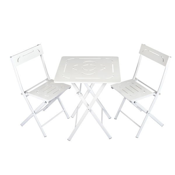 Wooden Table & Chairs Set (3 pcs) Bistro Set 2 White 379VLV1502 W60xH73xD60 cm 