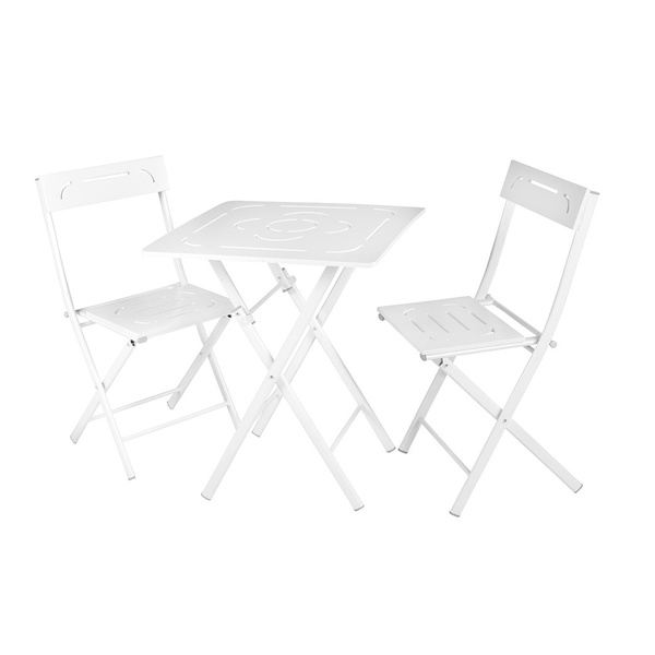 Wooden Table & Chairs Set (3 pcs) Bistro Set 2 White 379VLV1502 W60xH73xD60 cm 