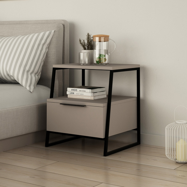 Particle Board Nightstand with Shelf Pal Light Mocha 855DTE3515 W45xH50xD40 cm 