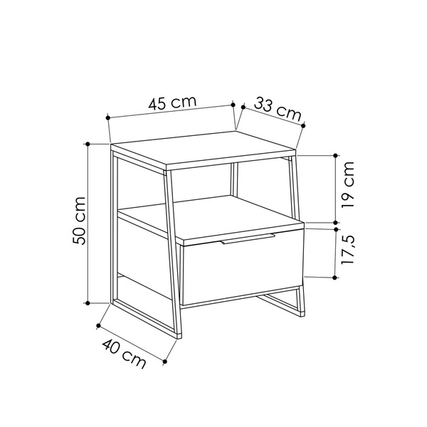 Particle Board Nightstand with Shelf Pal Light Mocha 855DTE3515 W45xH50xD40 cm 