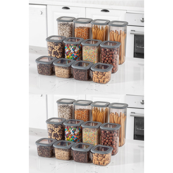 Σετ δοχείων αποθήκευσης Ανθρακί Πλαστικό 1750 ml / 1200 ml / 550 ml 24 τεμ. 964FRM1109 