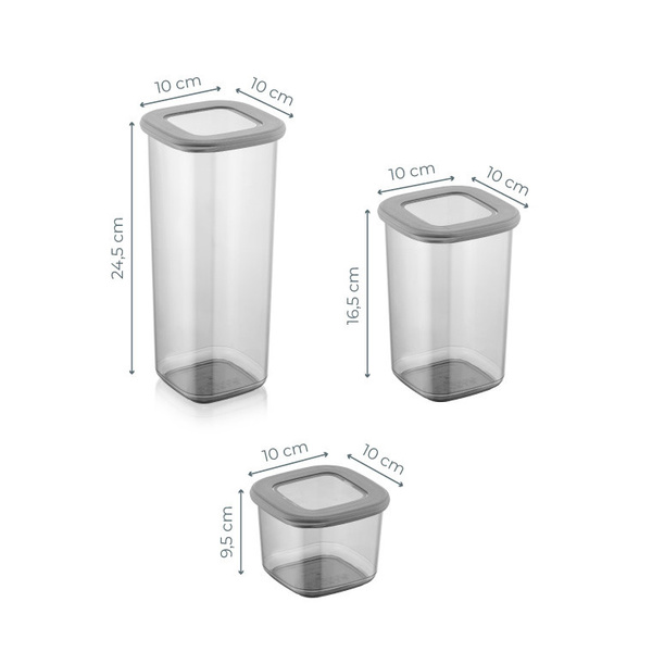 Σετ δοχείων αποθήκευσης Ανθρακί Πλαστικό 1750 ml / 1200 ml / 550 ml 24 τεμ. 964FRM1109 