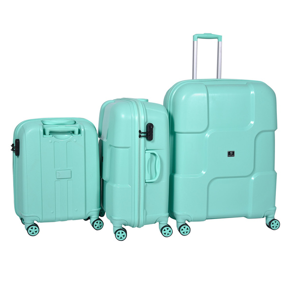 Set of 3 luggage 4-wheel spinners hard shell Mint Green 56x40x23cm, 66x42x27cm, 75x50x30cm 