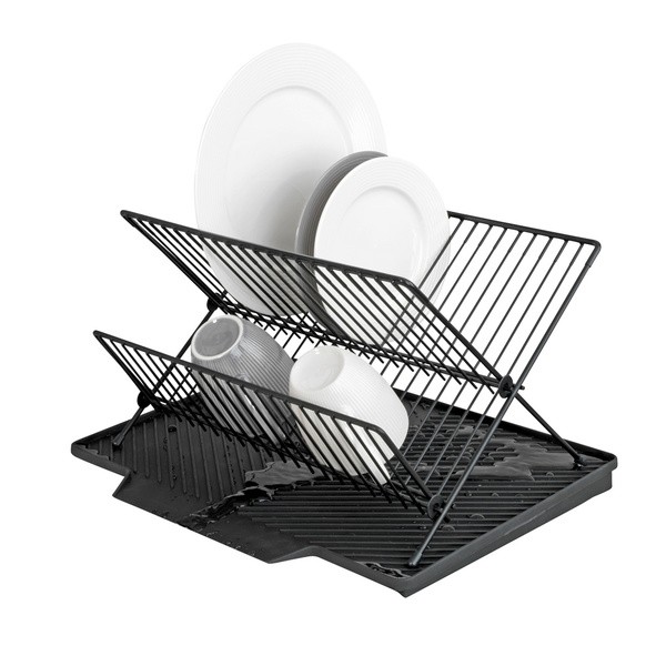 Dish rack with draining mat Nelia black 34x25x40 cm 