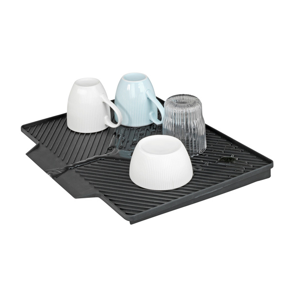 Dish rack with draining mat Nelia black 34x25x40 cm 