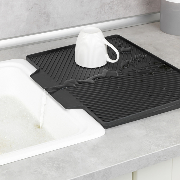 Dish rack with draining mat Nelia black 34x25x40 cm 
