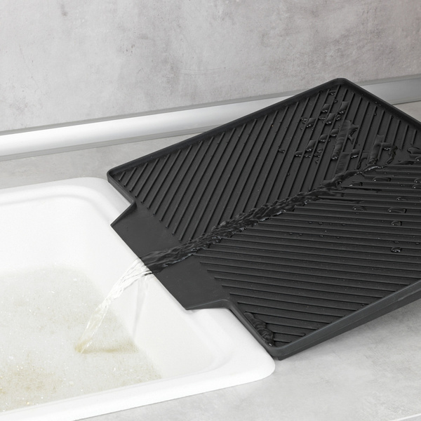 Dish rack with draining mat Nelia black 34x25x40 cm 