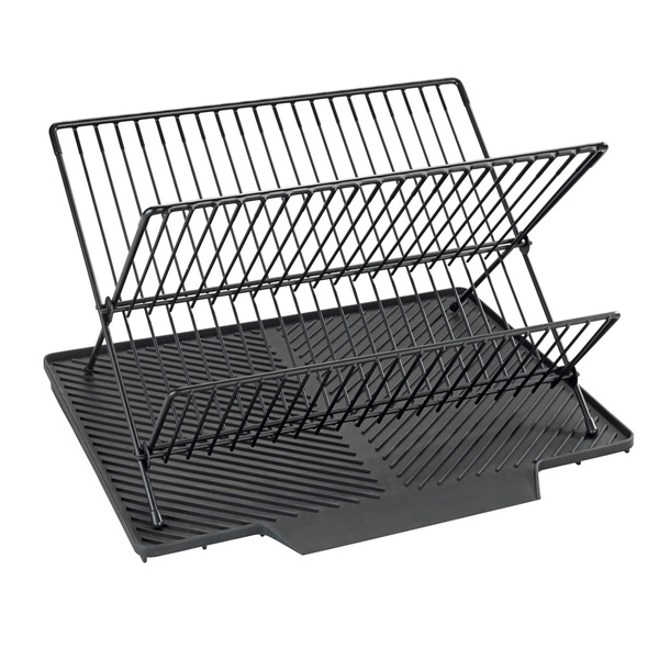Dish rack with draining mat Nelia black 34x25x40 cm 