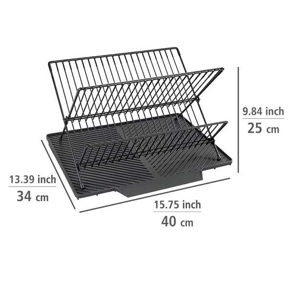Dish rack with draining mat Nelia black 34x25x40 cm 