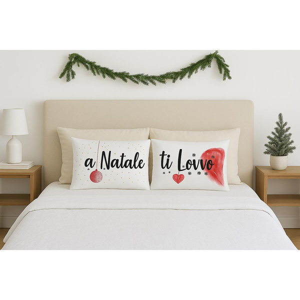 Μαξιλαροθήκες a Natale ti Lovvo 100% βαμβάκι 2 τεμ. 50x80 εκ. 